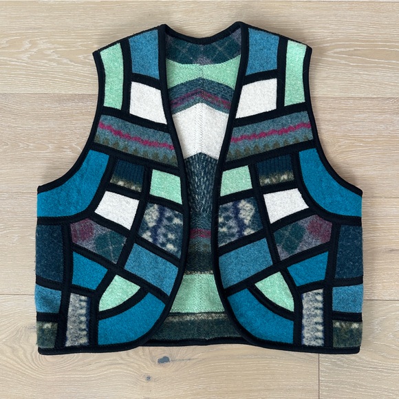 LL Davis Sweaters - Vintage 80s stained glass sweater vest LL Davis oversized